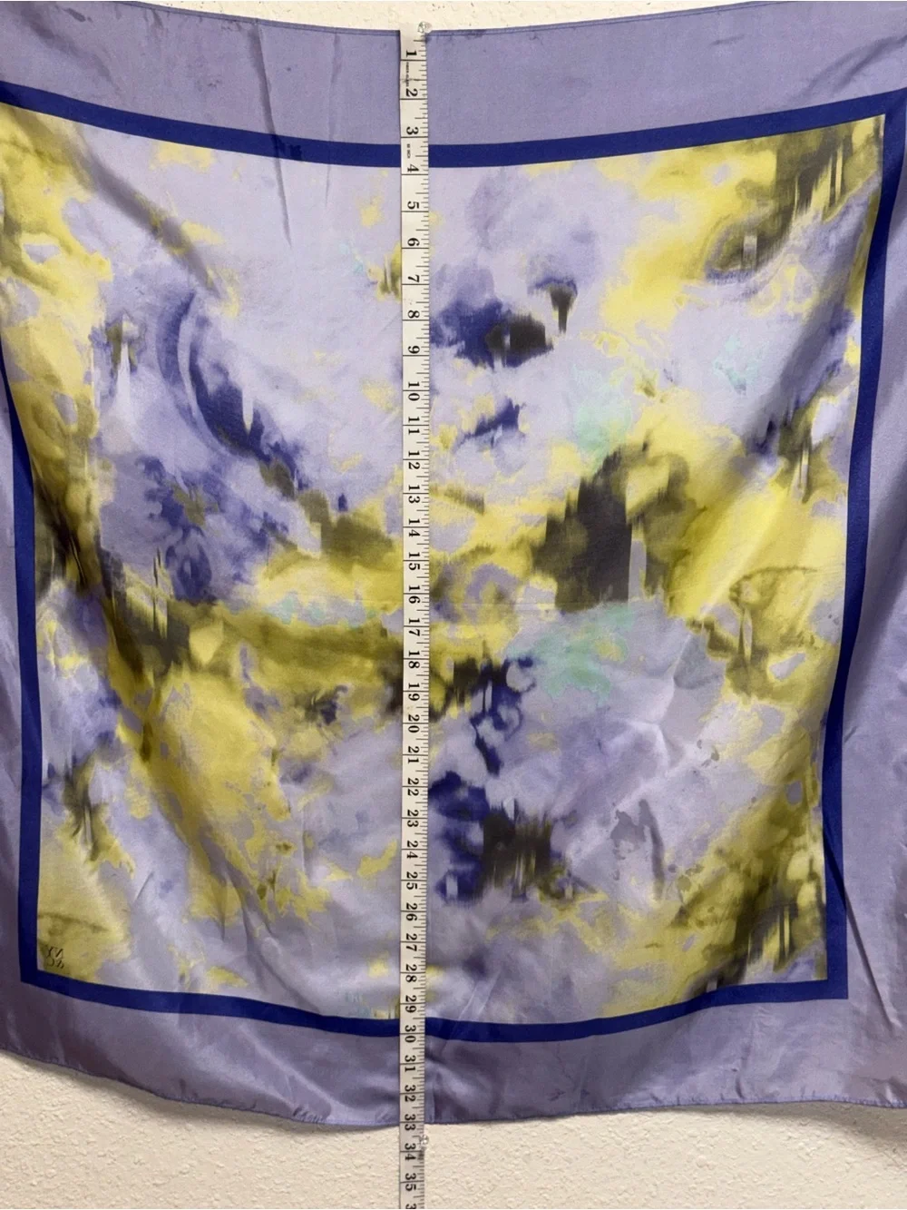 New York & Company Lavender, Yellow & Blue Abstract Silk Scarf